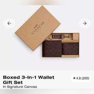 Coach Boxed *Black Curant - Gun Metal*  3-In-1 Wallet Gift Set